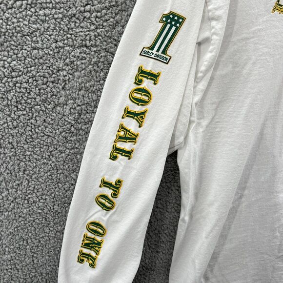 VTG Harley Davidson 'Loyal to One' Green Bay, WI Single Stitch LS White T Shirt - Picture 5 of 15